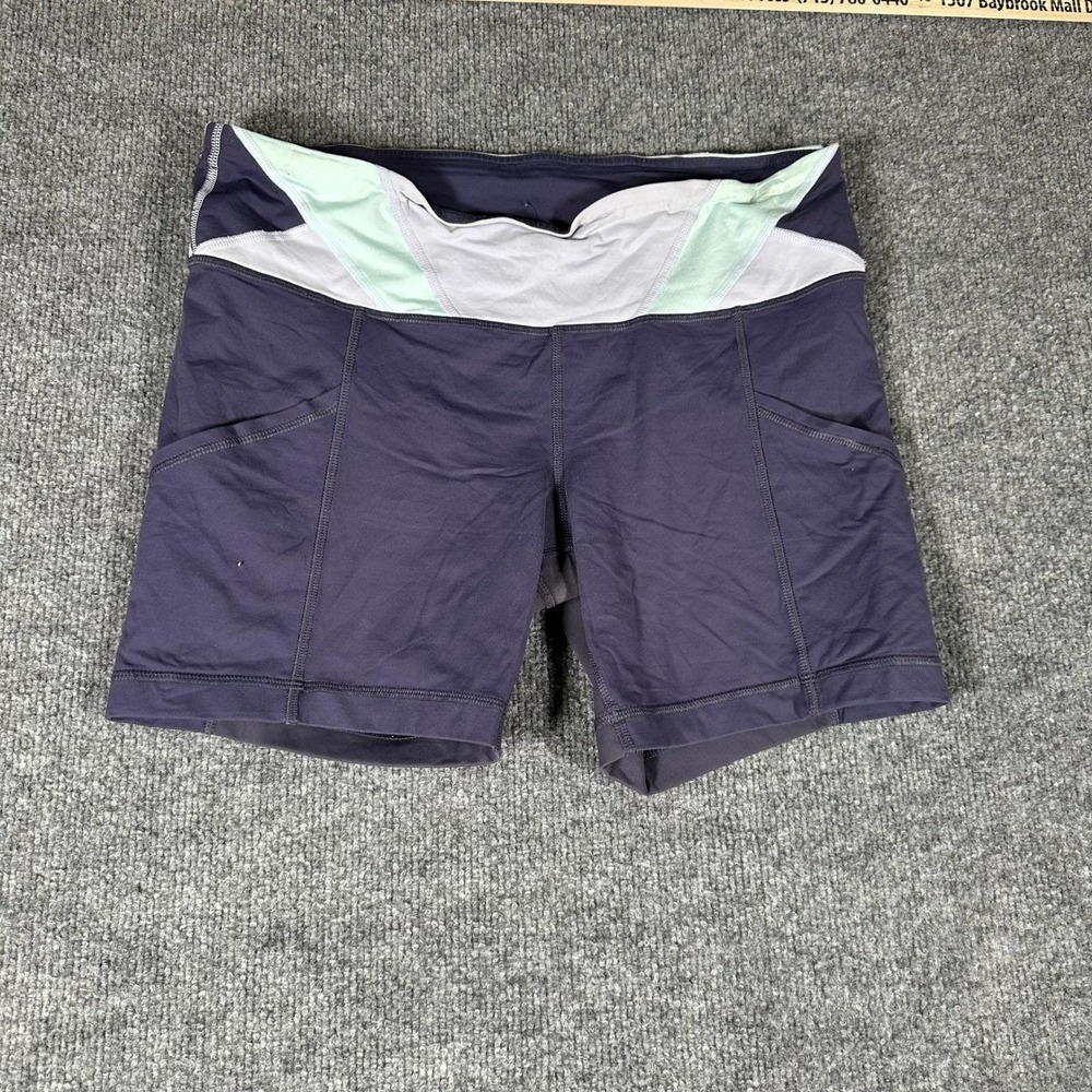 Lululemon Shorts Womens Size 4 Purple Grey Run Times Biker Athletic Pockets